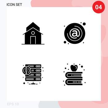Conjunto de 4 glifos sólidos universales para aplicaciones web y móviles que crean correo municipal en elementos de diseño de vectores editables por error