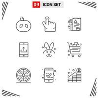 9 Icons Line Style Grid Based Creative Outline Symbols for Website Design Simple Line Icon Signs Isolated on White Background 9 Icon Set vector