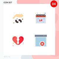 Set of 4 Modern UI Icons Symbols Signs for agriculture broken seed date love Editable Vector Design Elements
