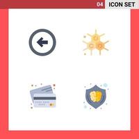 Set of 4 Commercial Flat Icons pack for arrow cards user interface molecular money Editable Vector Design Elements