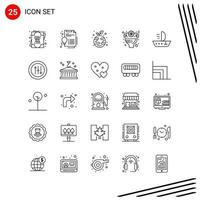 colección de 25 iconos vectoriales en estilo de línea símbolos de contorno perfecto de píxel para web y signos de icono de línea móvil sobre fondo blanco 25 iconos vector