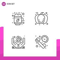 conjunto de iconos de contorno paquete de 4 iconos de línea aislados en fondo blanco para diseño de sitio web receptivo aplicaciones móviles e impresas vector