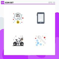 4 Universal Flat Icons Set for Web and Mobile Applications big sale beach percentage mobile hot Editable Vector Design Elements