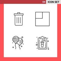 4 Icon Pack Line Style Outline Symbols on White Background Simple Signs for general designing vector