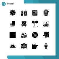 Solid Glyph Pack of 16 Universal Symbols of amper transport consulting taxi cab Editable Vector Design Elements