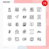 25 Thematic Vector Lines and Editable Symbols of browser stationary bloon scale pen Editable Vector Design Elements