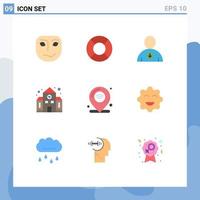 Set of 9 Modern UI Icons Symbols Signs for iot internet next location building Editable Vector Design Elements