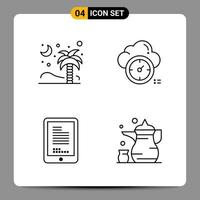 4 Black Icon Pack Outline Symbols Signs for Responsive designs on white background 4 Icons Set vector