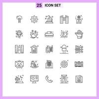 Universal Icon Symbols Group of 25 Modern Lines of business city gear buildings speaker Editable Vector Design Elements