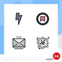 4 Filledline Flat Color concept for Websites Mobile and Apps power mail interface user event Editable Vector Design Elements