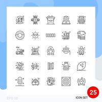 User Interface Pack of 25 Basic Lines of accounts presentation technology imagination box Editable Vector Design Elements