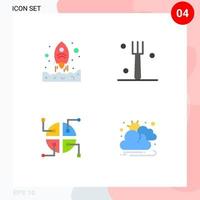 4 Flat Icon concept for Websites Mobile and Apps launching map up tableware cloud Editable Vector Design Elements