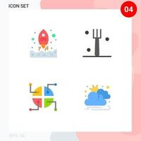 4 concepto de icono plano para sitios web móviles y aplicaciones que lanzan mapas hasta elementos de diseño de vectores editables en la nube de vajilla