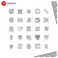 Pack of 25 creative Lines of mobile telephone jacket giving food Editable Vector Design Elements