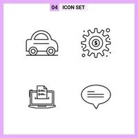 4 Icons in Line Style Outline Symbols on White Background Creative Vector Signs for Web mobile and Print