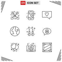 9 Icons Line Style Grid Based Creative Outline Symbols for Website Design Simple Line Icon Signs Isolated on White Background 9 Icon Set vector