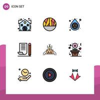 Set of 9 Modern UI Icons Symbols Signs for camp notepad clean notebook jotter Editable Vector Design Elements