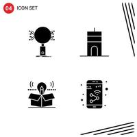 4 Creative Icons Modern Signs and Symbols of analysis box research buildings bulb Editable Vector Design Elements
