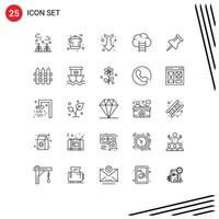 Set of 25 Modern UI Icons Symbols Signs for fence pin down marker career Editable Vector Design Elements