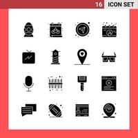 16 Icon Pack Solid Style Glyph Symbols on White Background Simple Signs for general designing vector