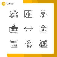 9 Icon Set Line Style Icon Pack Outline Symbols isolated on White Backgound for Responsive Website Designing vector