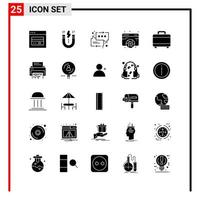 25 General Icons for website design print and mobile apps 25 Glyph Symbols Signs Isolated on White Background 25 Icon Pack vector