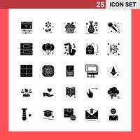 25 Icon Pack Solid Style Glyph Symbols on White Background Simple Signs for general designing vector