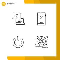 4 Icon Set Line Style Icon Pack Outline Symbols isolated on White Backgound for Responsive Website Designing vector