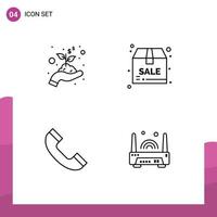 4 User Interface Line Pack of modern Signs and Symbols of growth telephone package discount electronic Editable Vector Design Elements