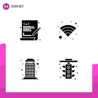 Glyph Icon set Pack of 4 Solid Icons isolated on White Background for responsive Website Design Print and Mobile Applications vector