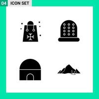 Pack of 4 Solid Style Icon Set Glyph Symbols for print Creative Signs Isolated on White Background 4 Icon Set vector