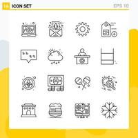 Collection of 16 Universal Line Icons Icon Set for Web and Mobile vector