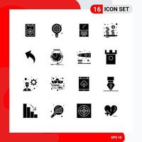 Solid Glyph Pack of 16 Universal Symbols of arrow investment computer coins laptop Editable Vector Design Elements