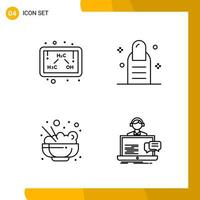 4 Icon Set Line Style Icon Pack Outline Symbols isolated on White Backgound for Responsive Website Designing vector