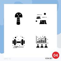 Modern Set of 4 Solid Glyphs and symbols such as food gym factory destruction health Editable Vector Design Elements