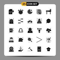 25 Black Icon Pack Glyph Symbols Signs for Responsive designs on white background 25 Icons Set vector