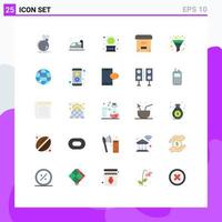 Pictogram Set of 25 Simple Flat Colors of funnel documents speed box magic Editable Vector Design Elements