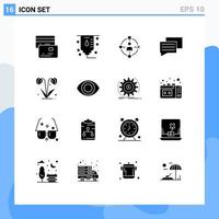 Set of 16 Modern UI Icons Symbols Signs for eye nature technology floral message Editable Vector Design Elements