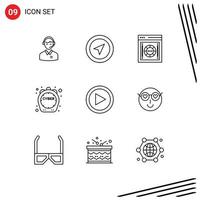 Universal Icon Symbols Group of 9 Modern Outlines of limited safety map safe box internet Editable Vector Design Elements