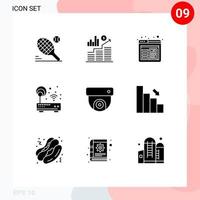 User Interface Pack of 9 Basic Solid Glyphs of cctv wifi browser router device Editable Vector Design Elements