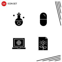 Collection of 4 Vector Icons in solid style Pixle Perfect Glyph Symbols for Web and Mobile Solid Icon Signs on White Background 4 Icons