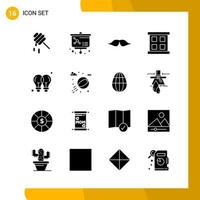 16 Icon Set Solid Style Icon Pack Glyph Symbols isolated on White Backgound for Responsive Website Designing vector