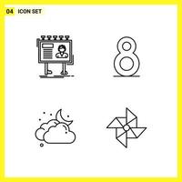 4 Icon Set Simple Line Symbols Outline Sign on White Background for Website Design Mobile Applications and Print Media vector