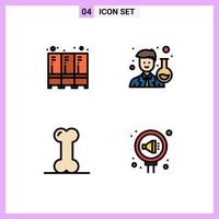 Set of 4 Modern UI Icons Symbols Signs for security health storage man joints Editable Vector Design Elements