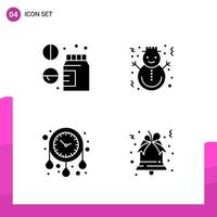 Glyph Icon set Pack of 4 Solid Icons isolated on White Background for responsive Website Design Print and Mobile Applications vector