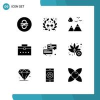 9 Universal Solid Glyphs Set for Web and Mobile Applications message conversation scenery communication user Editable Vector Design Elements