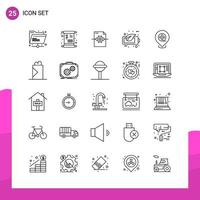 Outline Icon set Pack of 25 Line Icons isolated on White Background for responsive Website Design Print and Mobile Applications vector