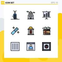 Stock Vector Icon Pack of 9 Line Signs and Symbols for train ticket museum tool design Editable Vector Design Elements