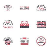 Happy fathers day 9 Black and Pink Typography set Vector typography Vintage lettering for greeting cards banners tshirt design You are the best dad Editable Vector Design Elements