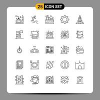 25 Thematic Vector Lines and Editable Symbols of rocket unicorn startup sportsman management wellness Editable Vector Design Elements
